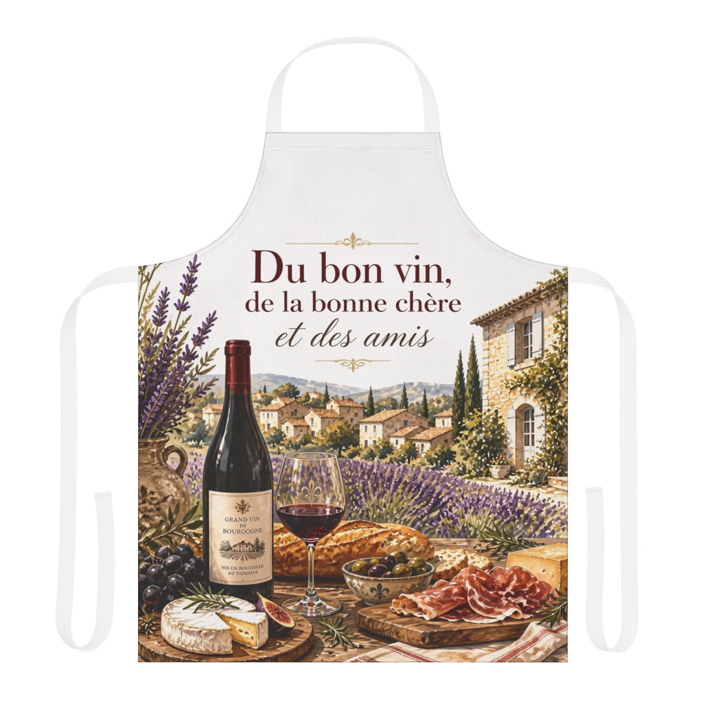 French Bistro Wine Apron — "Du bon vin, de la bonne chère et des amis" Kitchen Apron