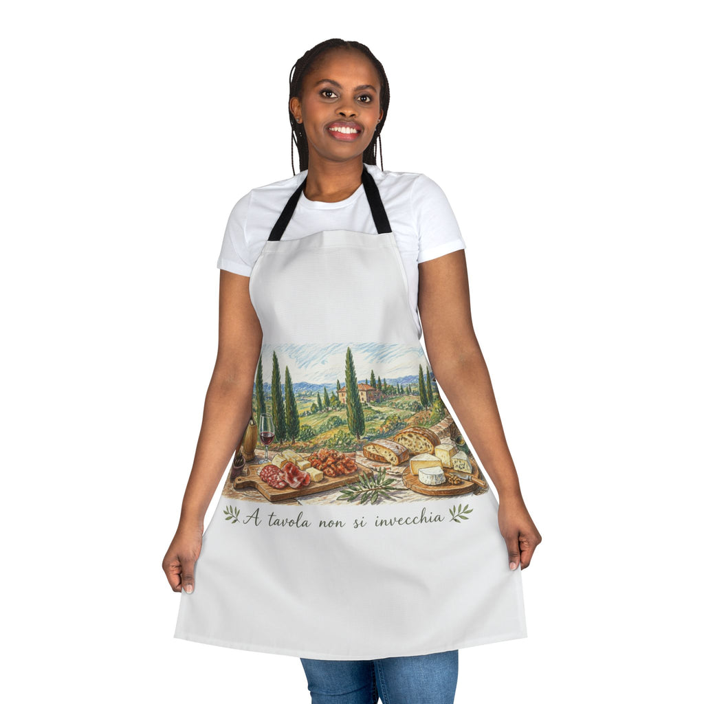 Italian Apron | A Tavola Non Si Invecchia | Tuscan Table Gift | Wine Lover Apron | Italian Dining Gift