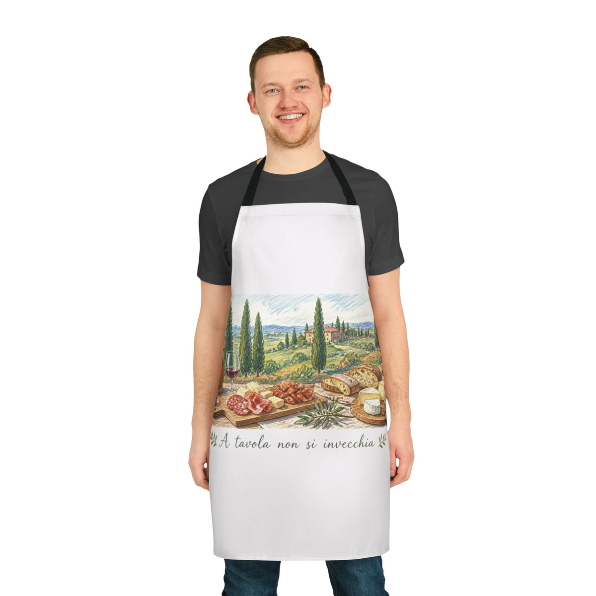 Italian Apron | A Tavola Non Si Invecchia | Tuscan Table Gift | Wine Lover Apron | Italian Dining Gift